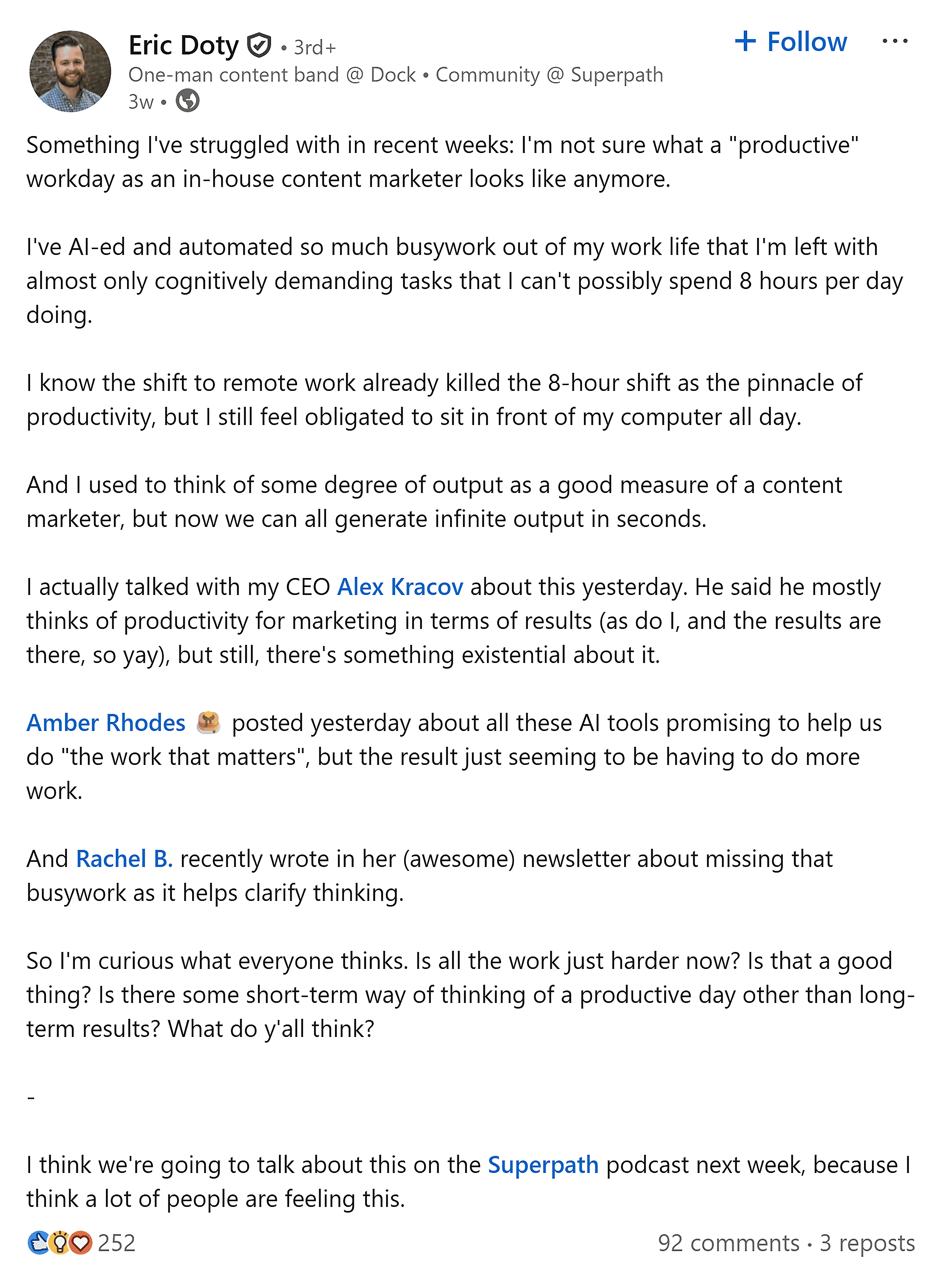 LinkedIn – Eric Doty – Automated work