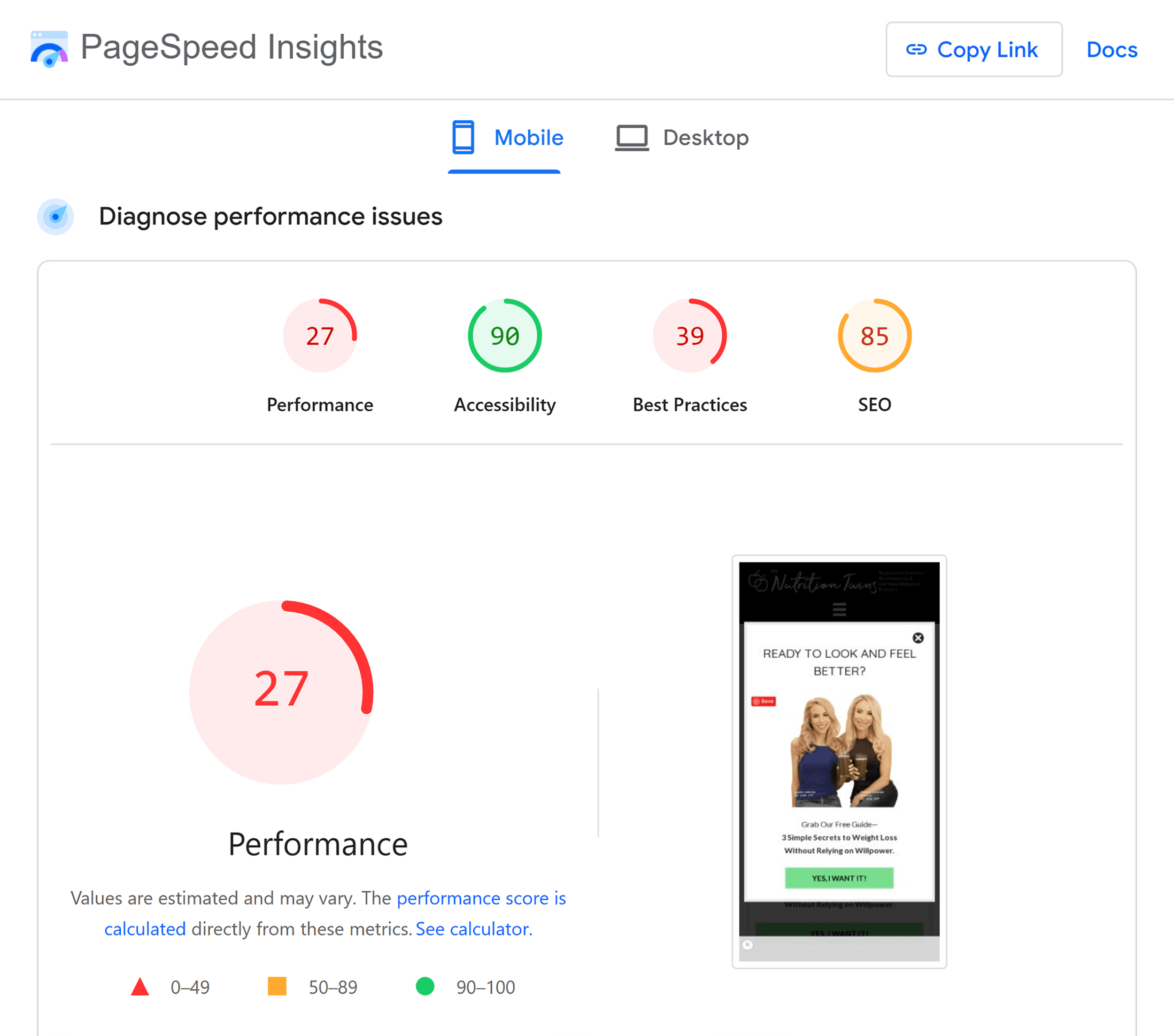 PageSpeed Insights – Pages overall performance & speed
