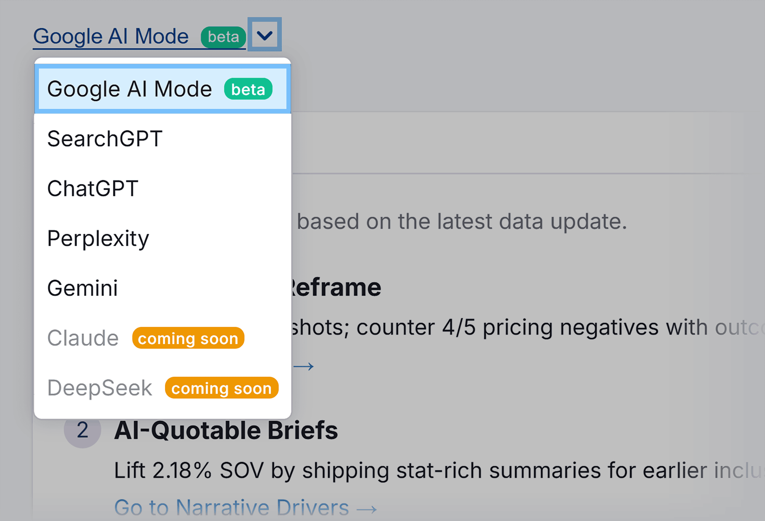 Semrush – AI SEO – Toggle at top left