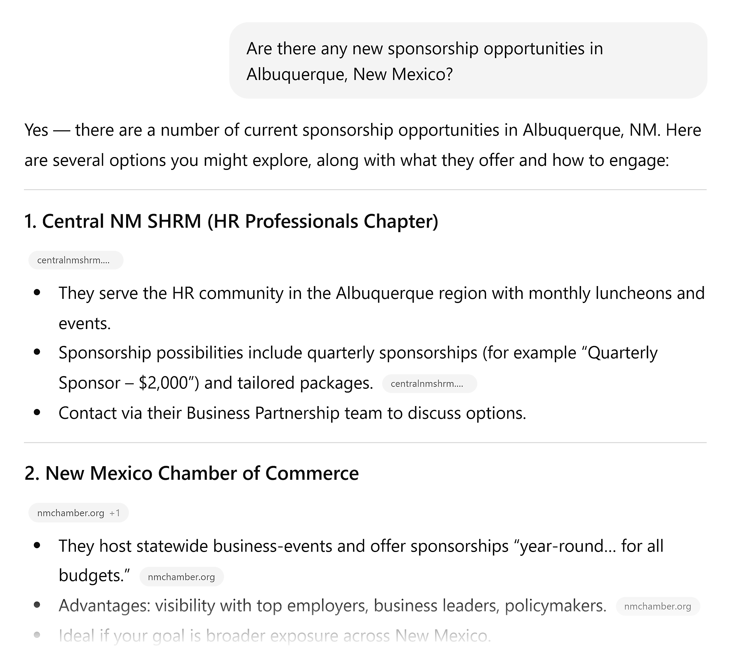 ChatGPT – Surface local organizations ChatGPT – Surface local organizations