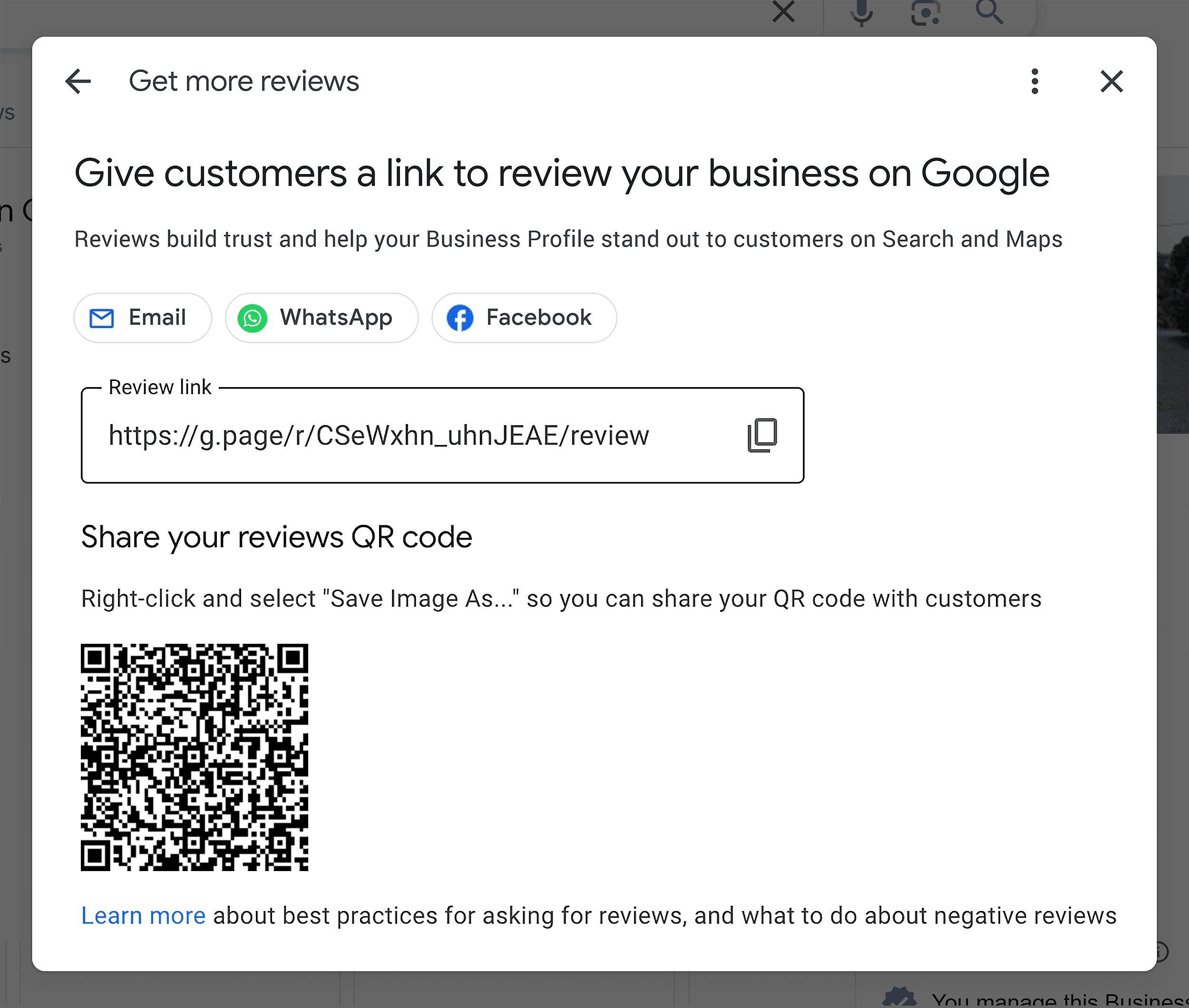 GBP – Get more reviews & QR code GBP – Get more reviews & QR code