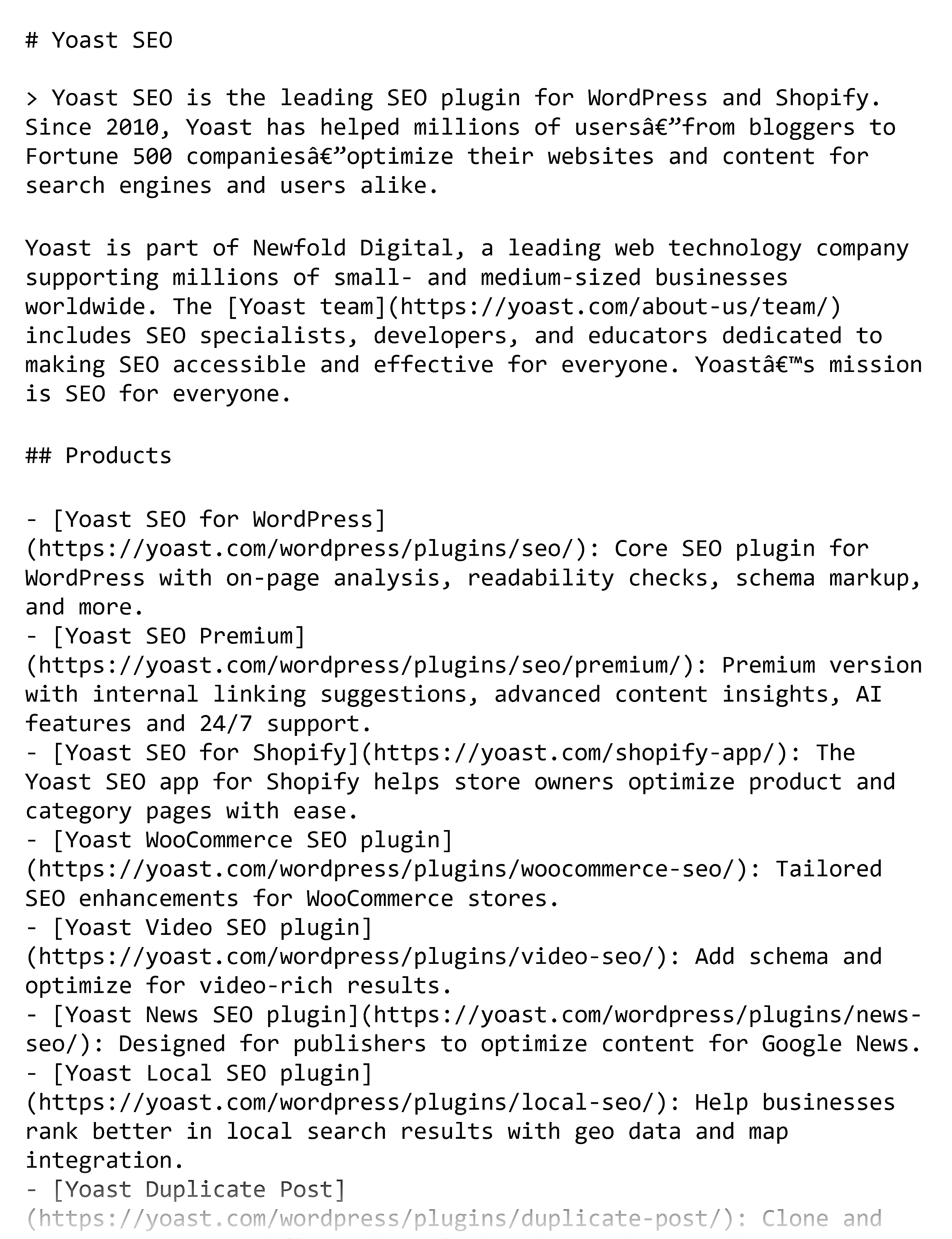 Yoast – LLMs.txt – Example