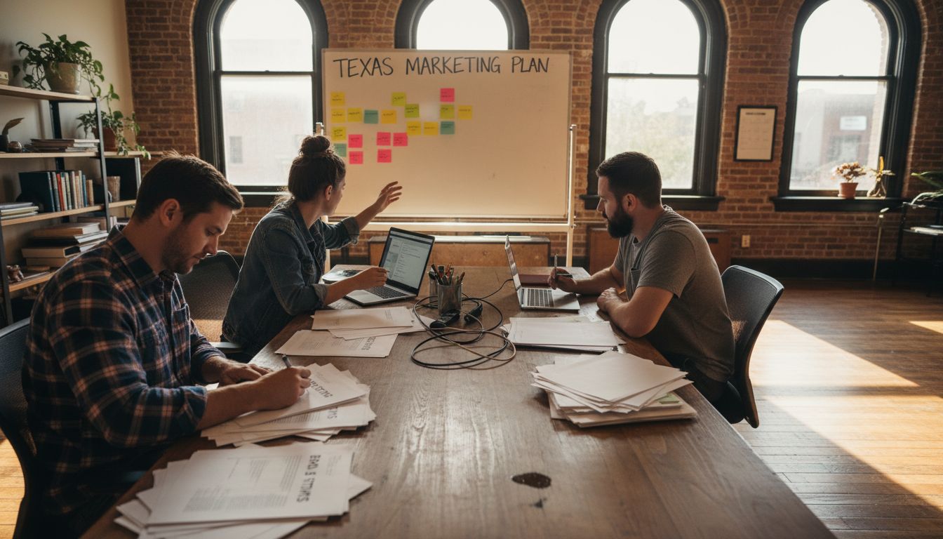 Texas small business team meeting on marketing