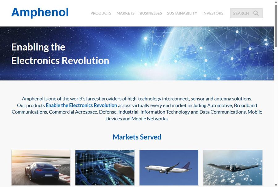 Amphenol website homepage