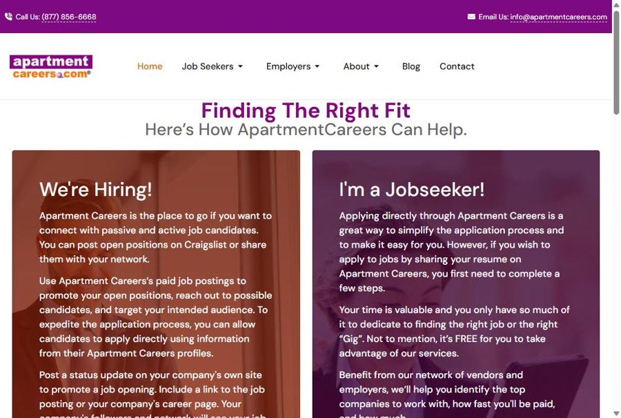 ApartmentCareers.com website homepage