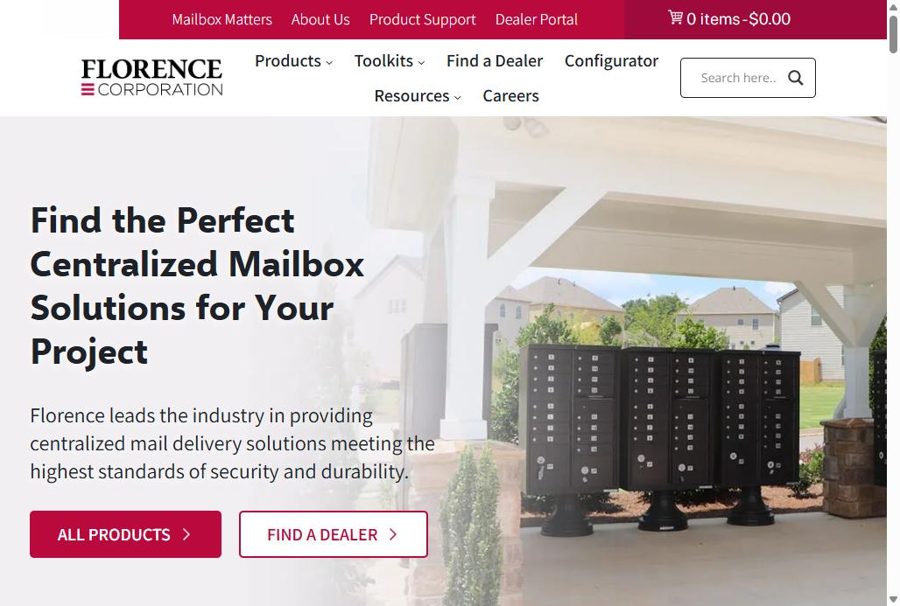 Florence Corporation website homepage