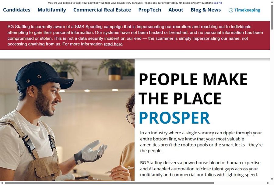 BG Personnel website homepage