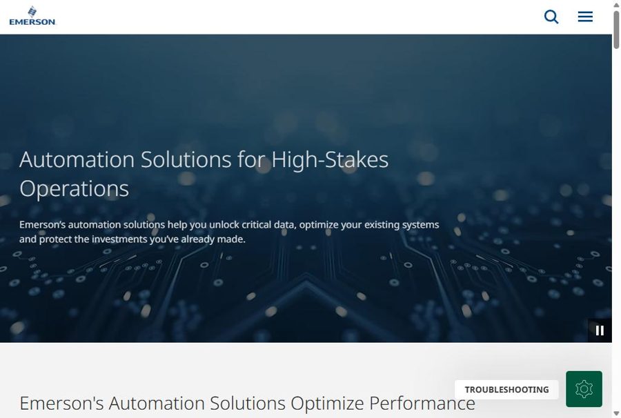 Emerson website homepage