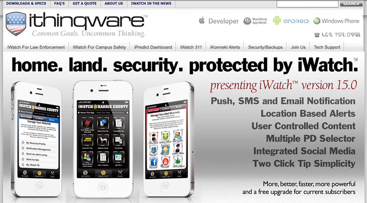 Ithinqware Iwatch Public-Safety App Website