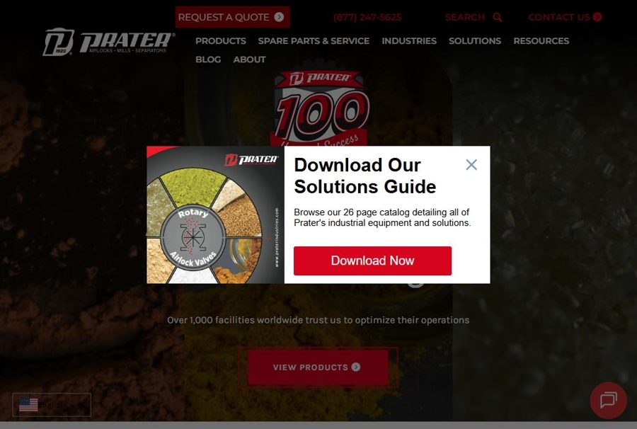 Prater Industries website homepage