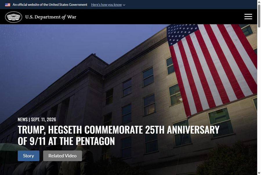 United States Department of Defense website homepage