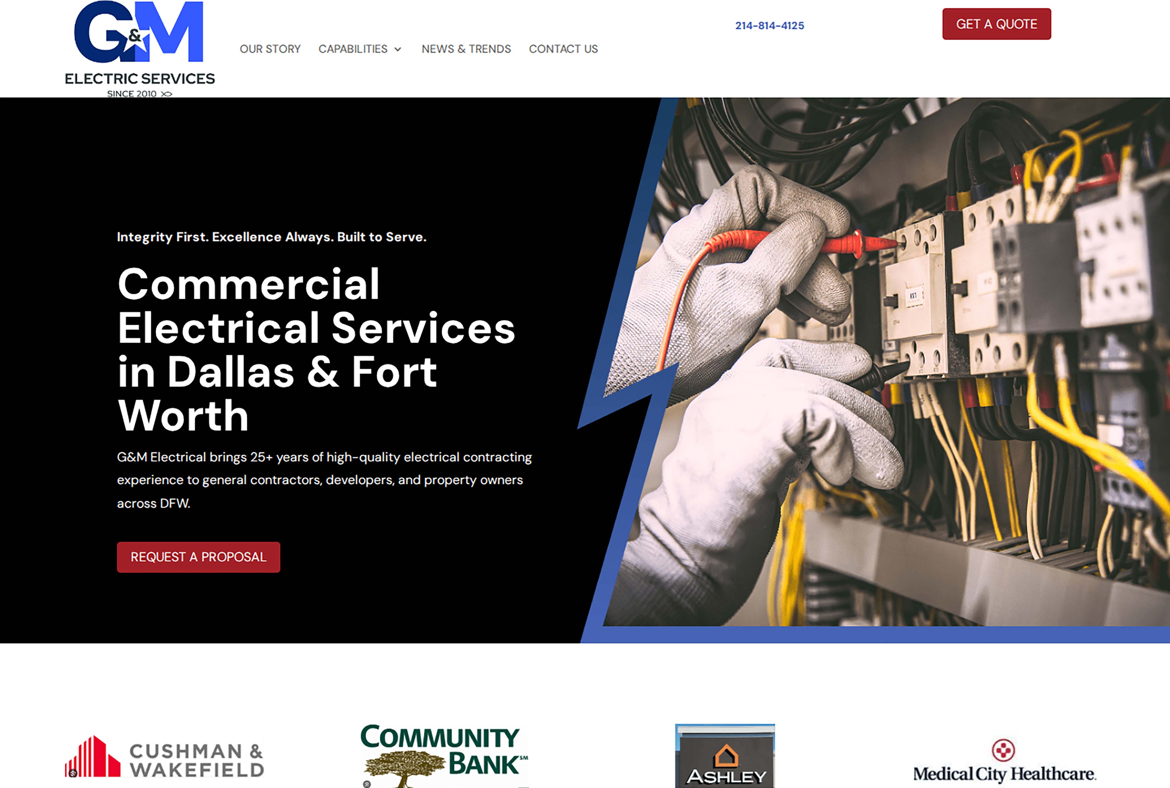 G&M Electrical website homepage