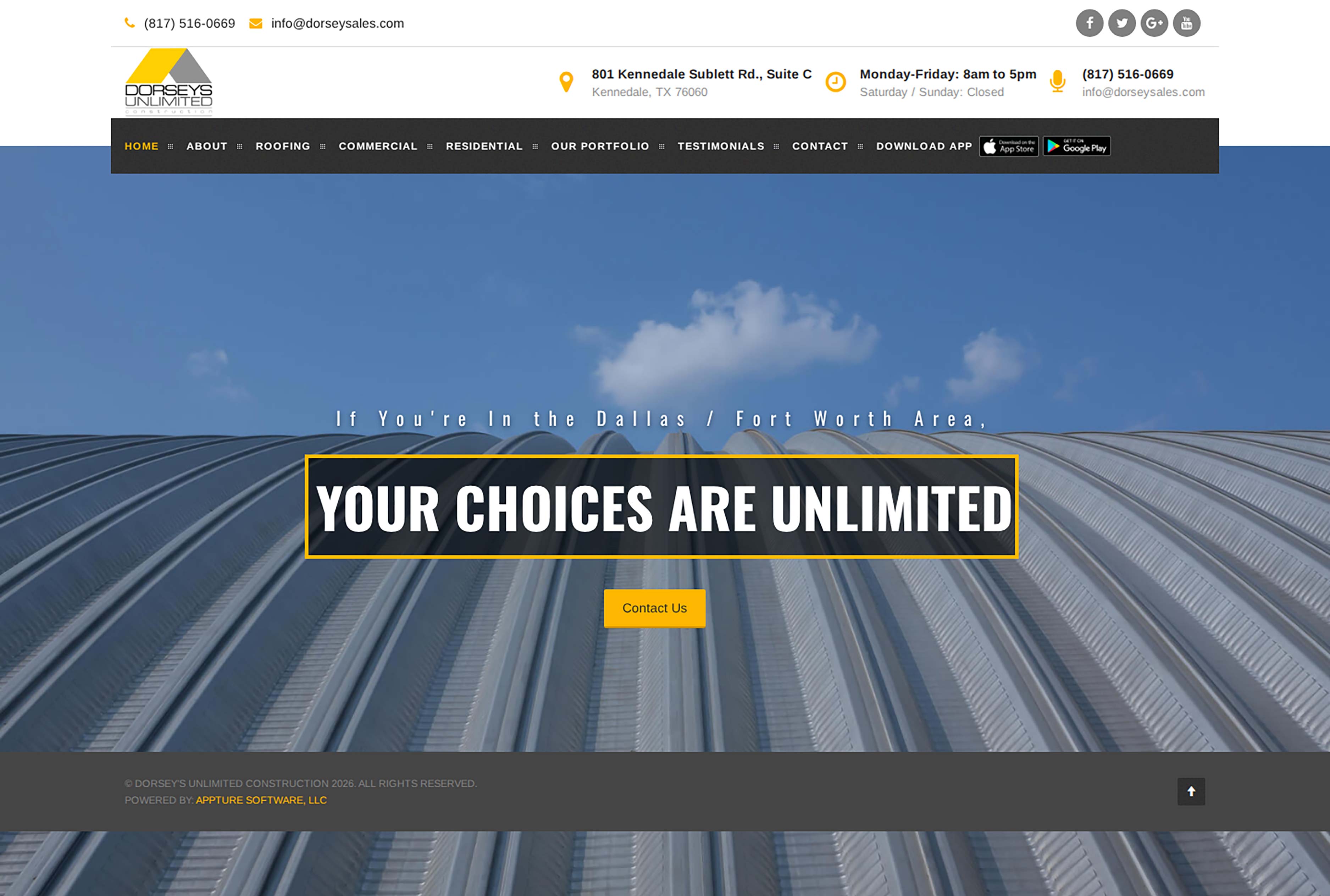 Dorsey's Unlimited Construction website homepage