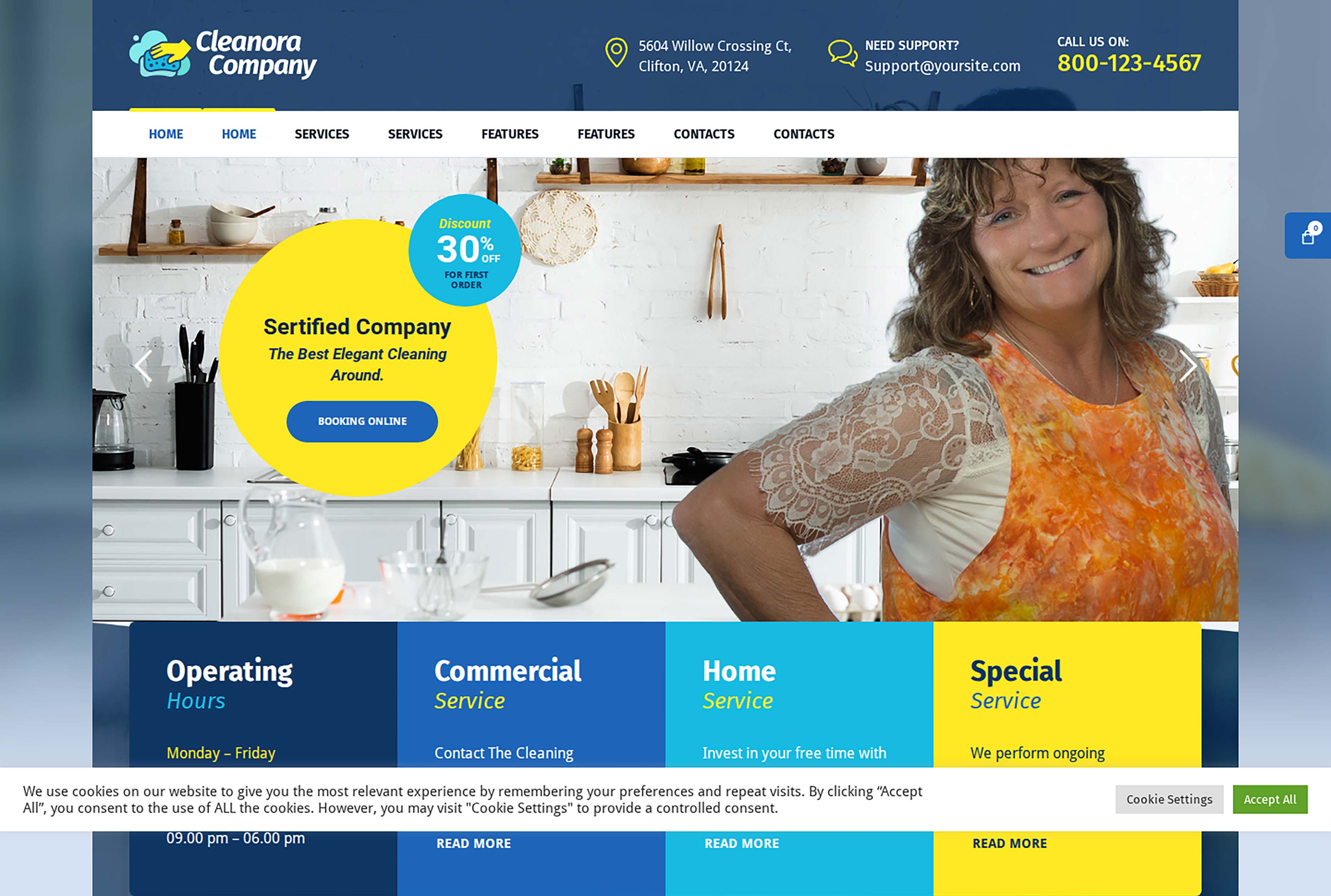 Cleaning Services Template website homepage