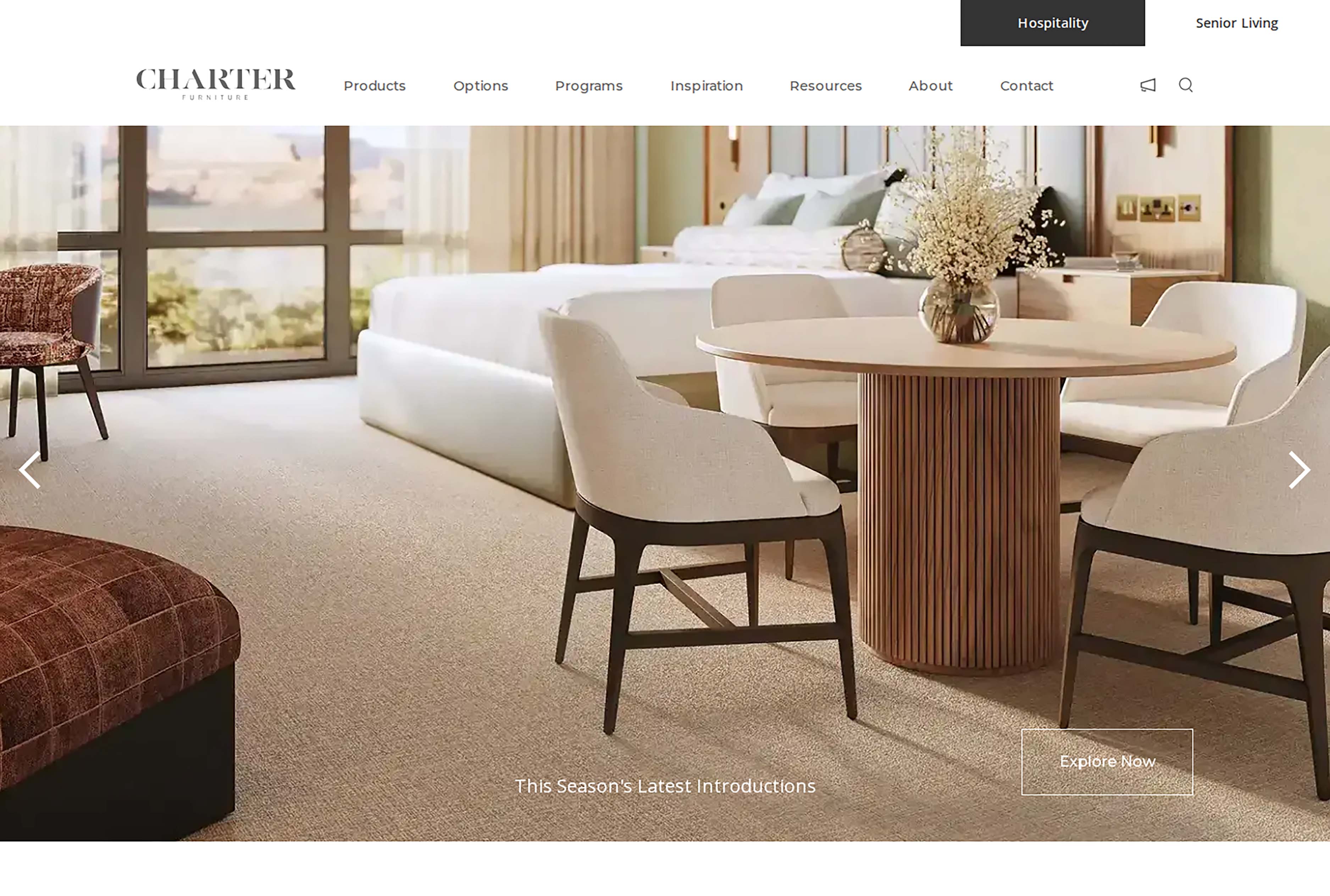 Charter Furniture website homepage
