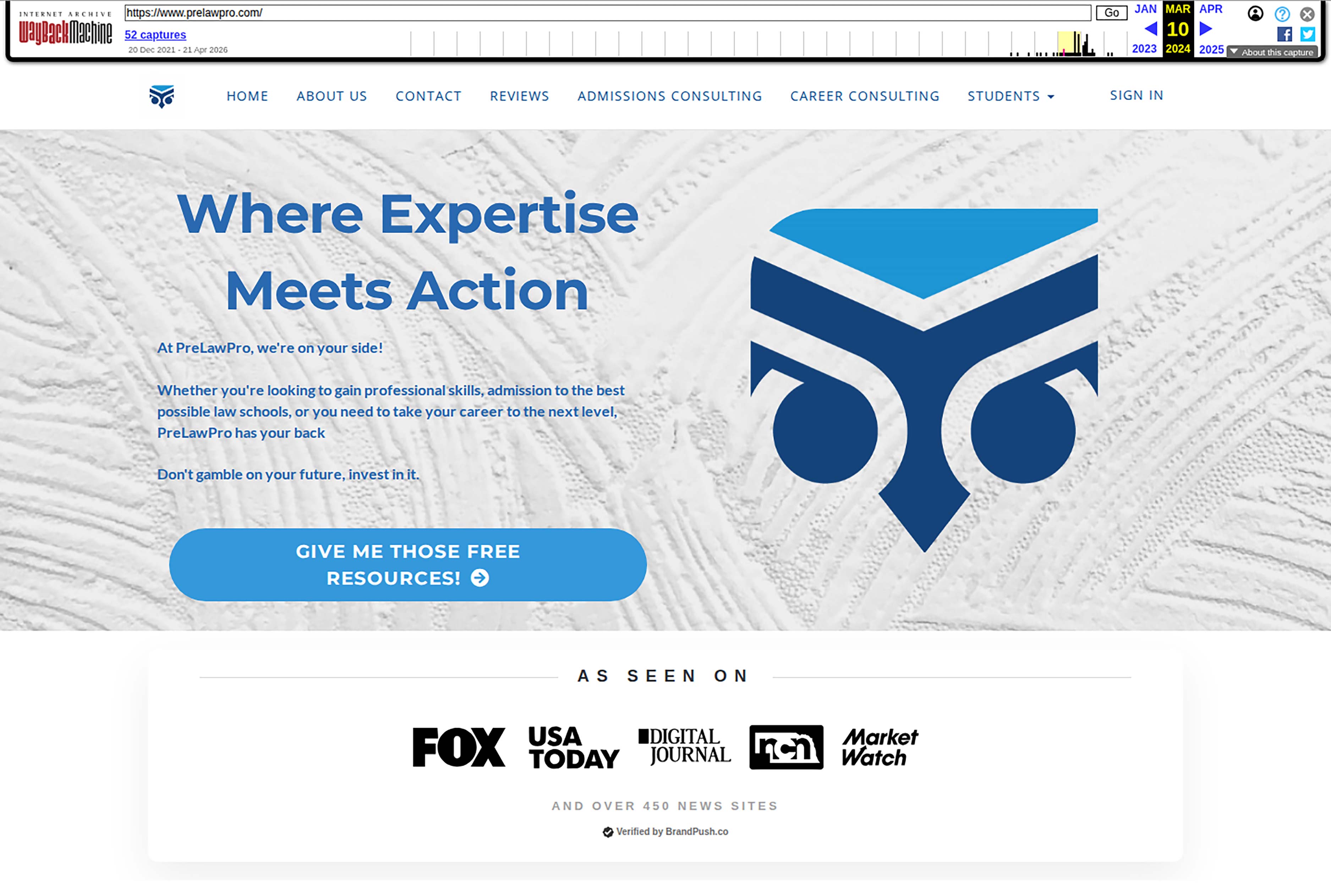 PreLawPro website homepage