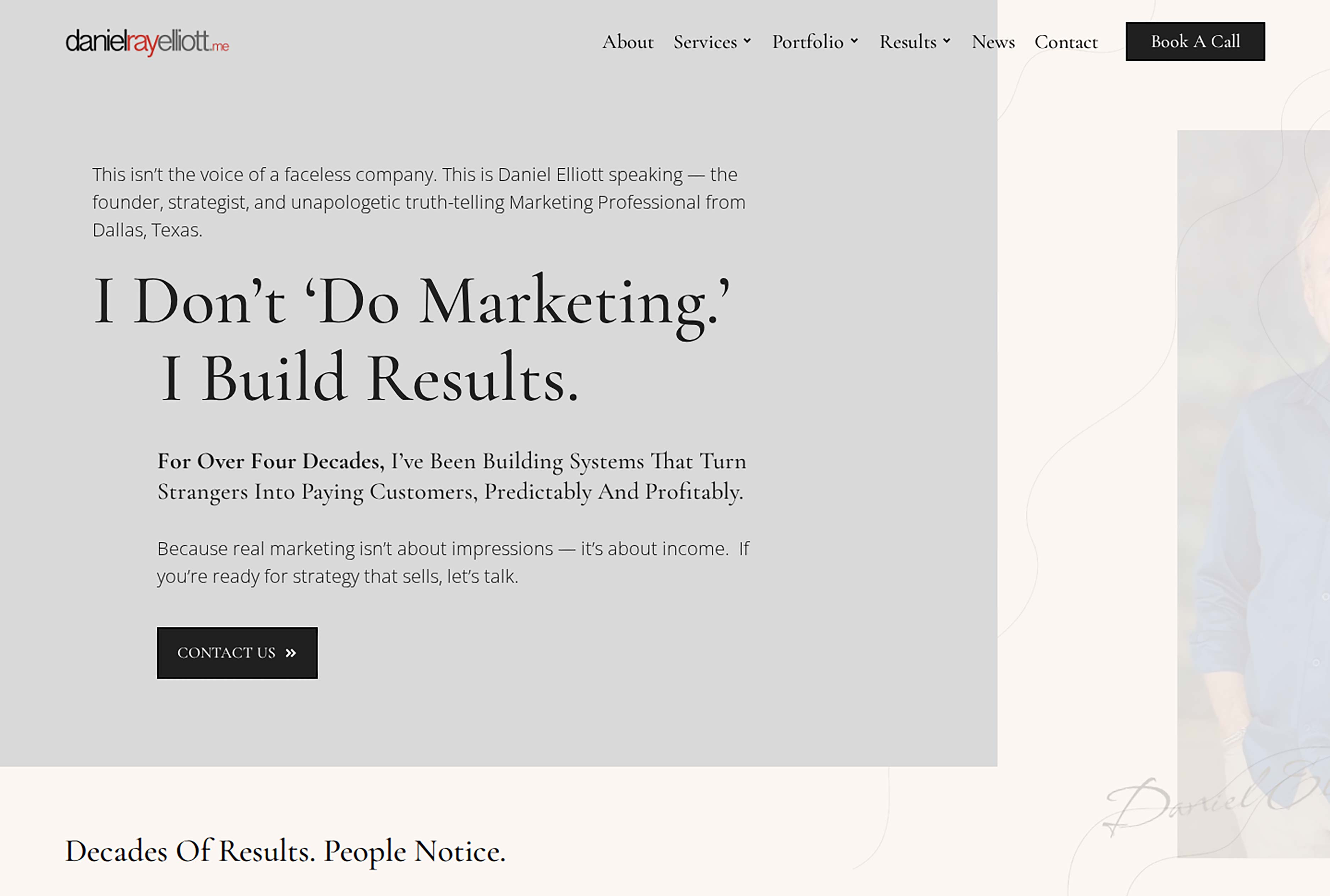 Daniel Elliott, CMO website homepage